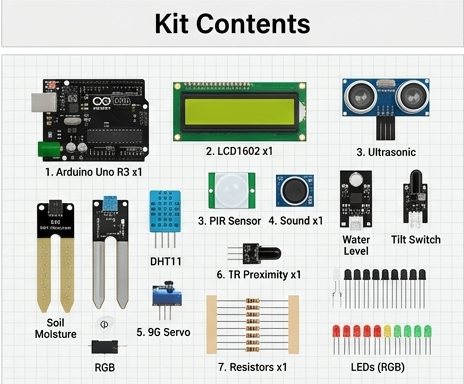 Crowtell Arduino kit contents