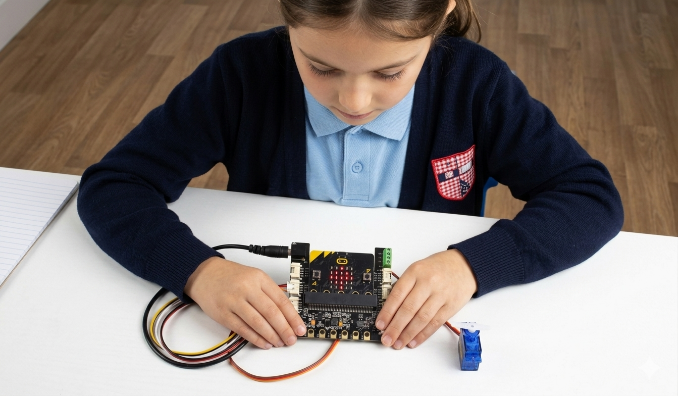 Student working with Crowtell electronics