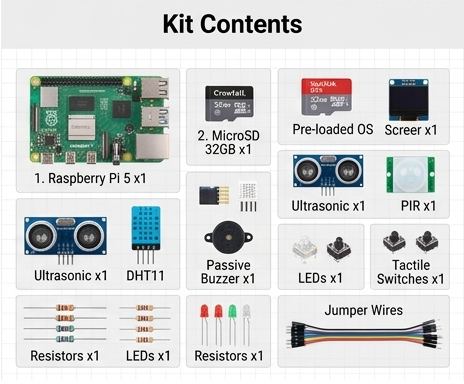Crowtell Raspberry kit contents